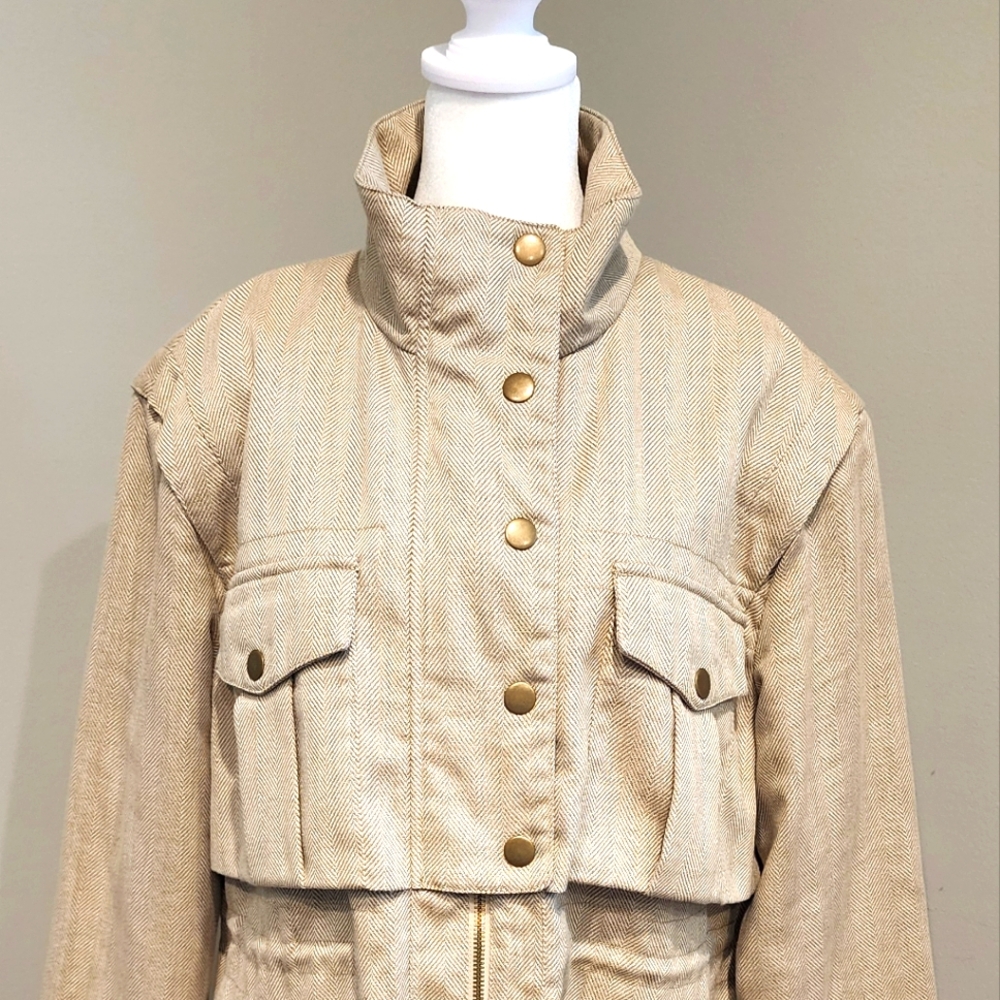 Banana Republic Beige Utility Jacket with Gold Buttons